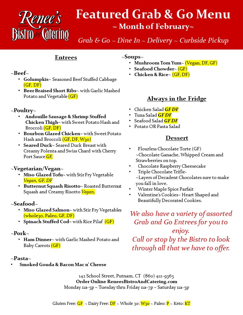 Grab and Go Menu Renee's Bistro & Catering