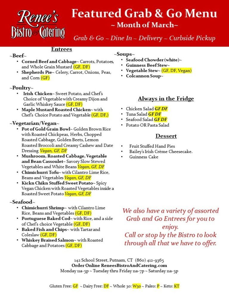 Grab and Go Menu Renee's Bistro & Catering